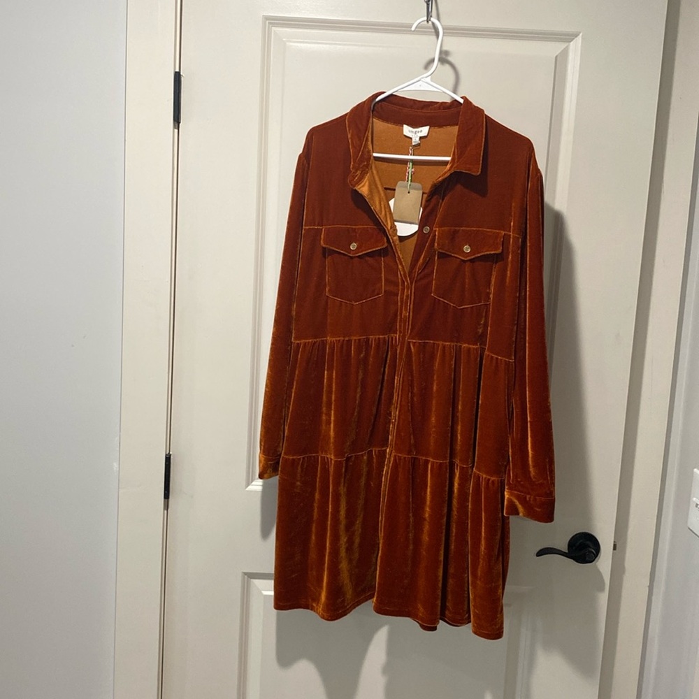 Umgee velvet dress. Rust color. Long sleeve.